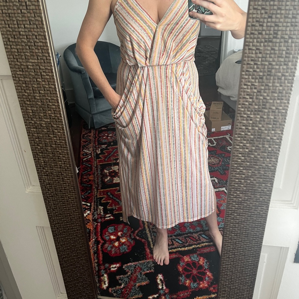 BCBG Striped Multicolor Midi Dress